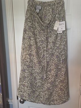 BICE by Sag Harbor Style 2568 Floral Midi Dress Green & Purple Size 12P NWT